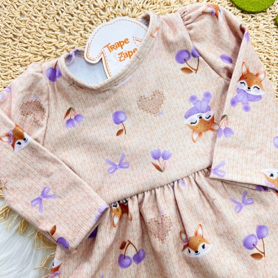 Vestido Raposinha e Frutinhas - Areia